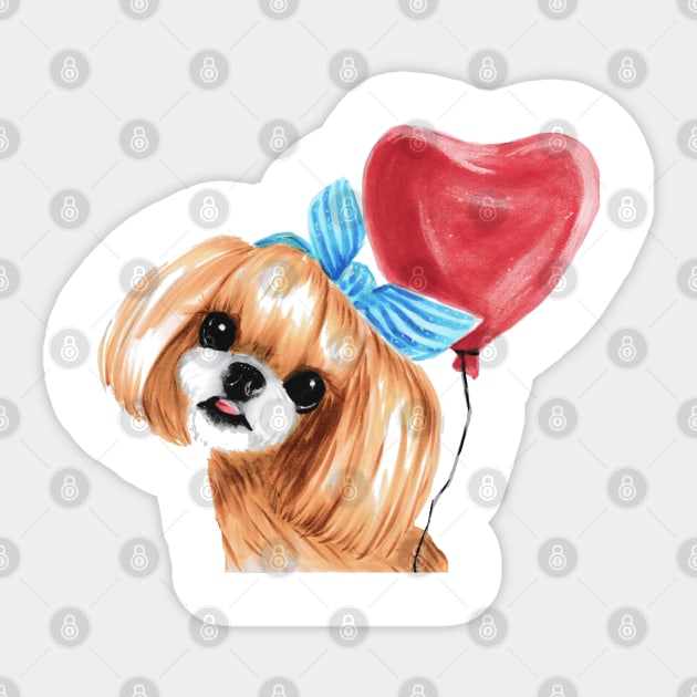 Shih Tzu Sticker by Svetlana Pelin